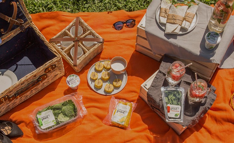 Picknick mit Snacks und Getränken